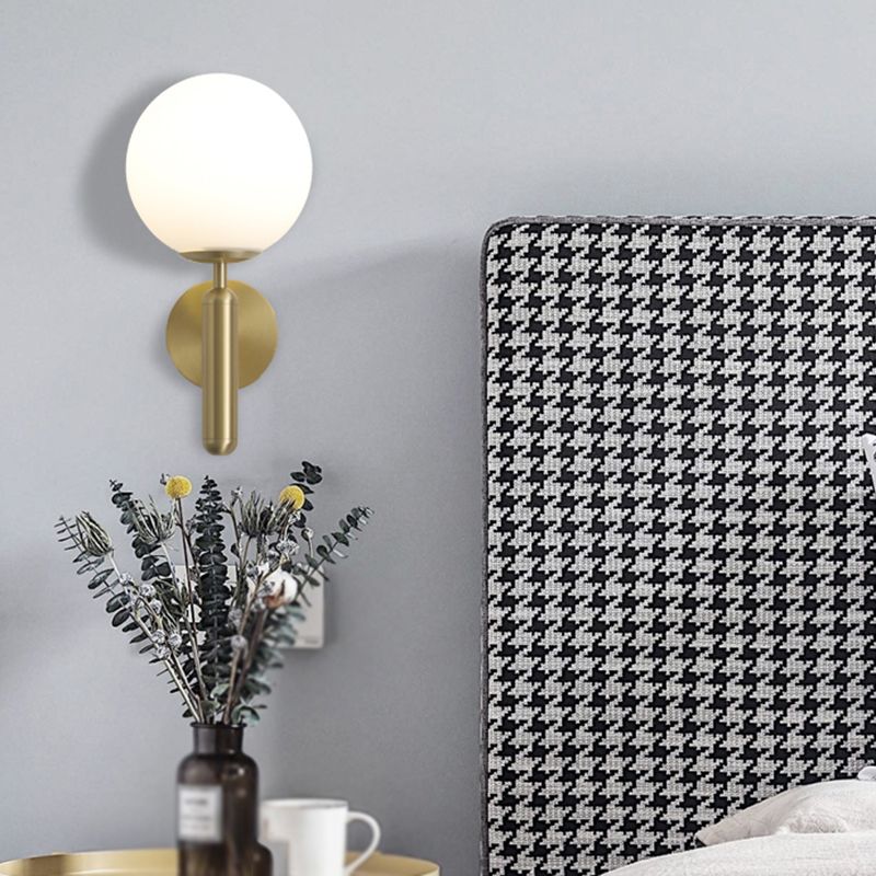 Metal Modern Wall Sconce Ball Shape Vanity Lamp with Glass Shade for Bathroom