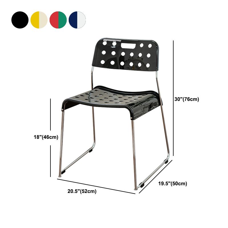 Industrial Armless Kitchen Chair Plastic Open Back Side Dining Chair with Metal Base