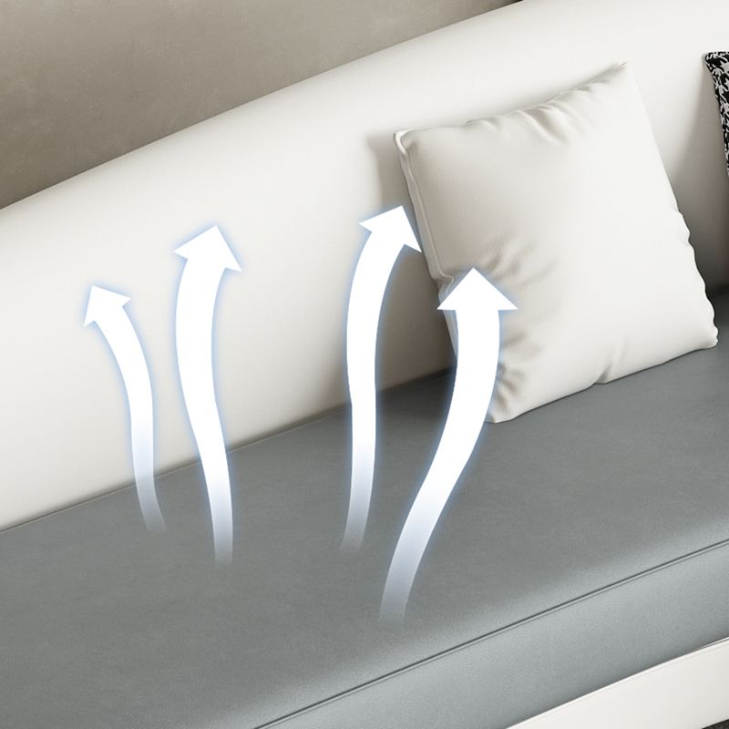 Contemporary Sloped Arm Curved Sofa Sewn Pillow Back Sofa for Living Room, Apartment