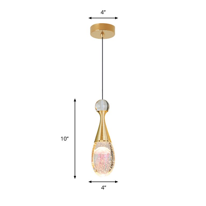 Orb/Tränendrop/Bogenform -Pendel Licht Minimalist klarer Kristallglas LED Gold hängende Deckenlampe