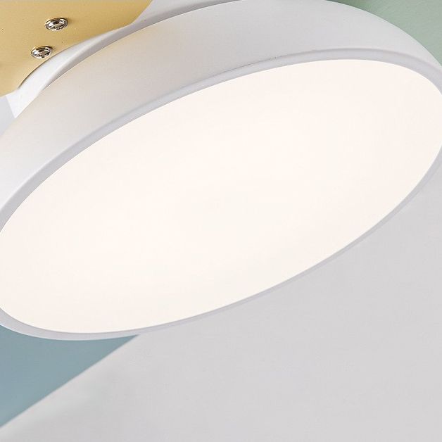 5 - Blades Kids Style Ceiling Fan Metal and Wood Fan Lighting Fixture in Grey / White