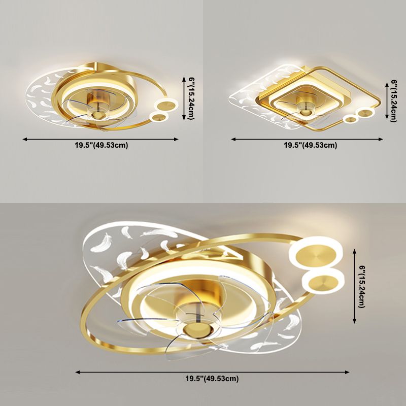 Minimalistische Feder Deckenlüfter Leuchte Acryl Wohnzimmer LED SEMI -MOG -Leuchte