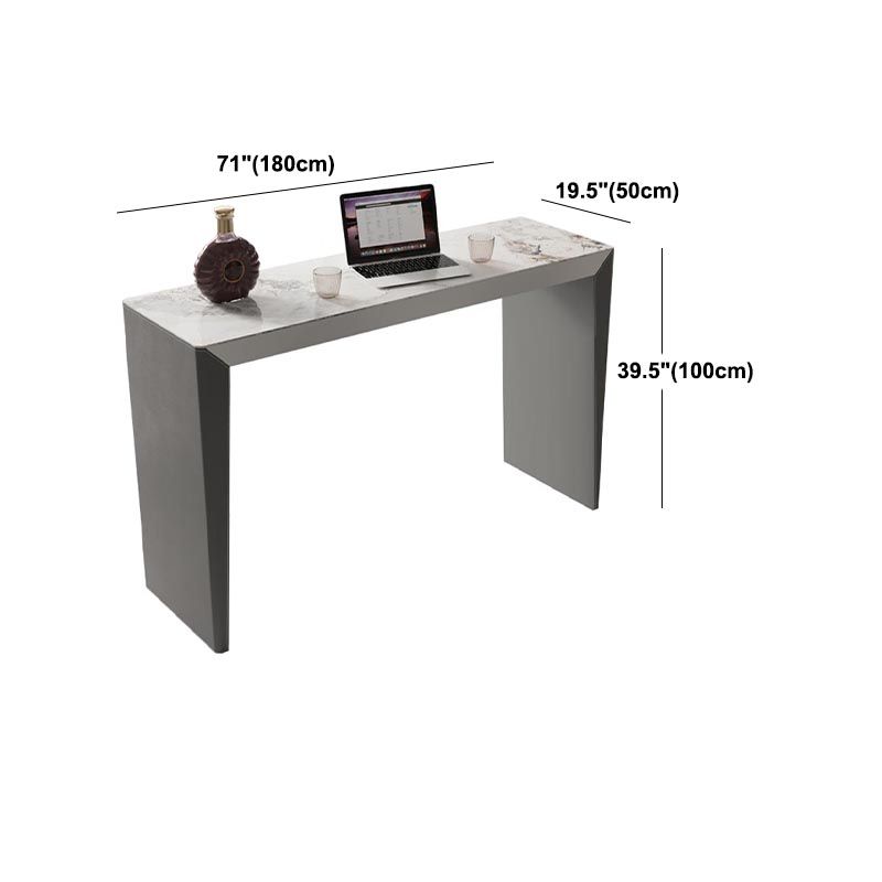 Living Room Counter Wine Table Rectangle Stone Modern Bar Height Pub Table in Grey