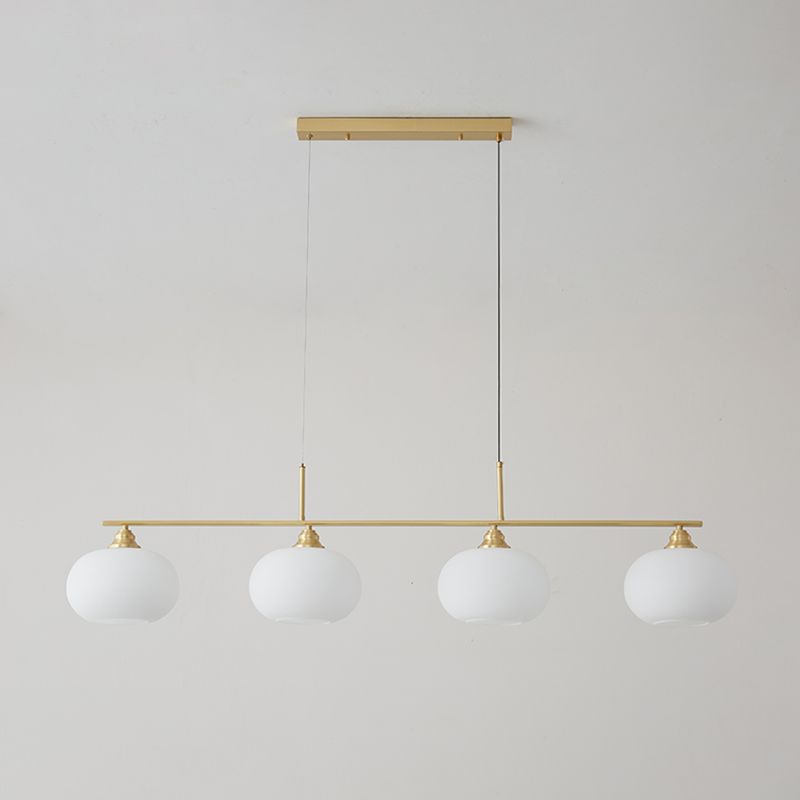Modern Metal Pendant Light Persimmon Shape Island Light with Glass Shade for Living Room