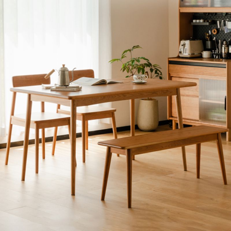 Modern Rectangular Solid Wood Tabletop Dining Table with 4 Legs