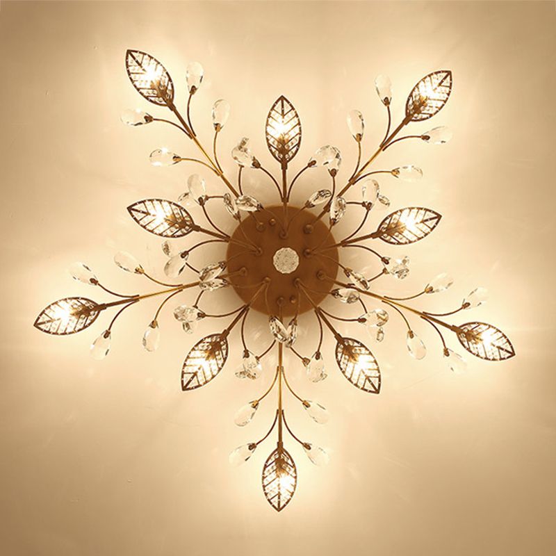 Lámpara de techo radial de múltiples luces de múltiples iluminación de techo de cristal de estilo moderno para sala de estar