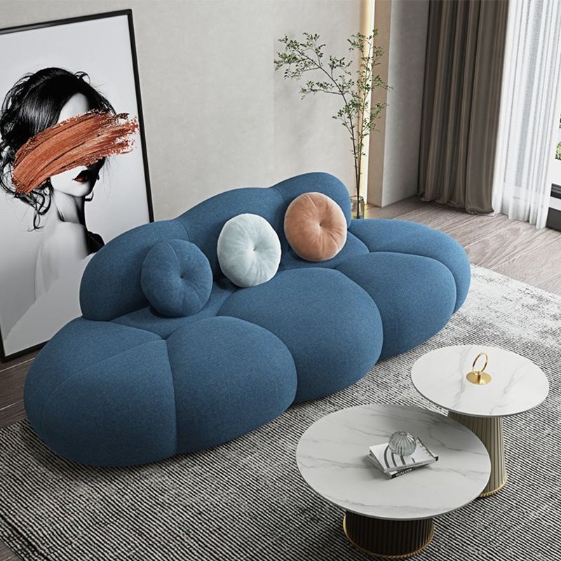 Contemporary Armless Curved Sofa Wool Sofa with Tight Back for Living Room