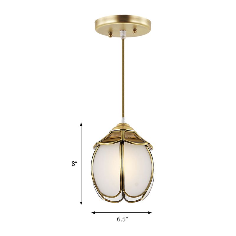 Colonial Scalloped Drop Lamp 1 Head White Glass Pendant Ceiling Light for Living Room