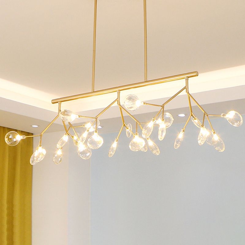 Postmodern Bubble Chandelier Lamp Clear Glass 27 Heads Dining Room Hanging Light Kit in Black/Gold