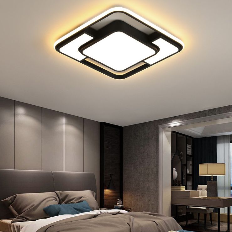 Contemporary Aluminum Lampshade Finish Flush Mount Lighting Led Square Ceiling Lights