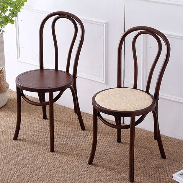 Silla tradicional de comedor de madera natural con respaldo Windsor de haya (juego de 2)