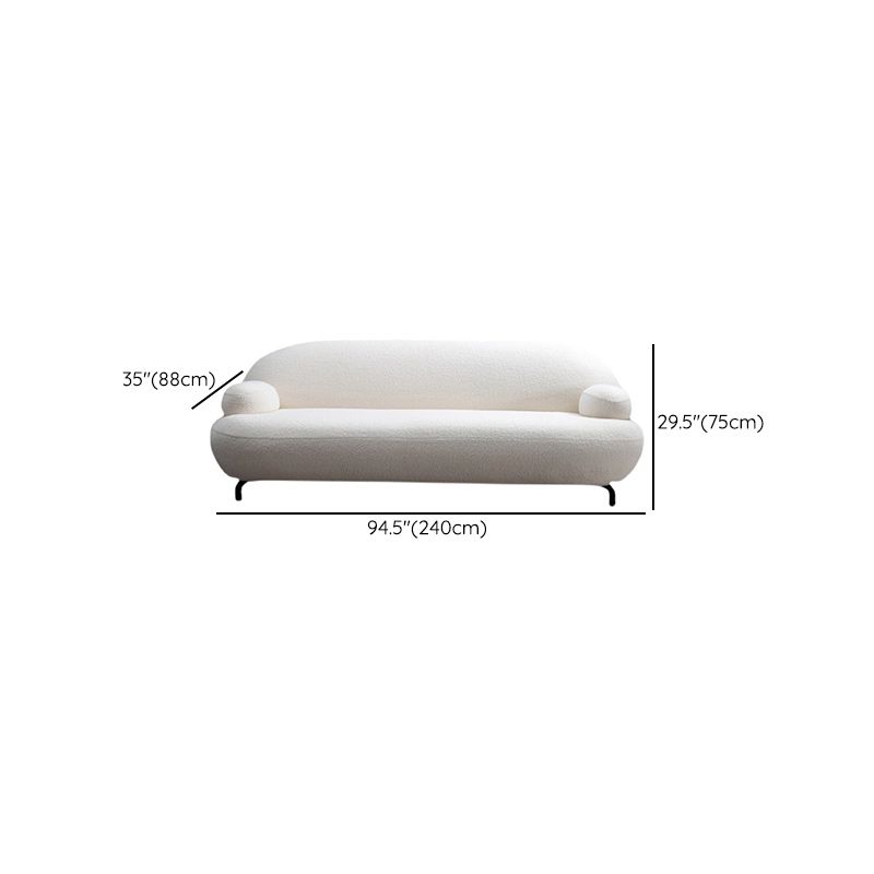 Recessed Arm Sofa Contemporary Wool 29.52-Inch High Sofa in Whit