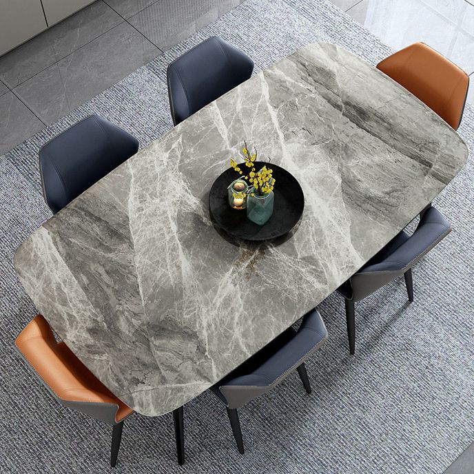 Sintered Stone Modern Style Dining Table Rectangle Table with 4 Legs for Home
