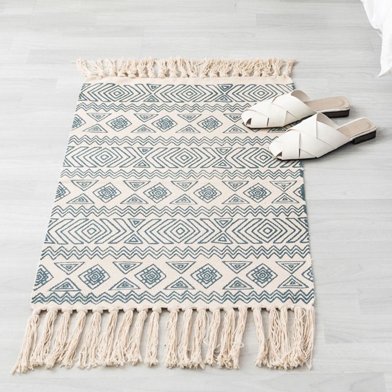 Rapis boho multi-couleurs Mélange de coton Southwestern Modèle Tapis à main le tapis lavable de machine à main avec gland pour la décoration