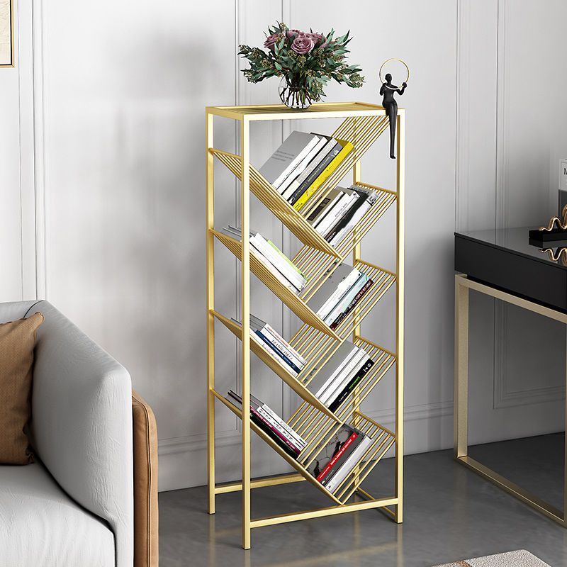 Modern Style Bookcase Open Back Metal Vertical Bookshelf for Home