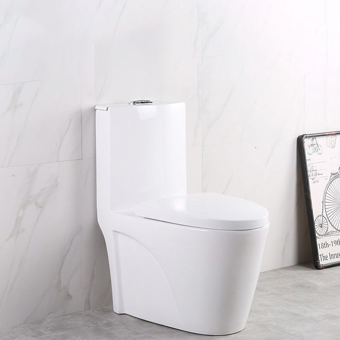 Contemporary Elongated Toilet Bowl Gravity Flush Toilet with Seat for Bathroom