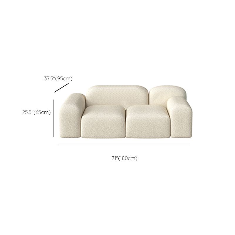 Scandinavian Sofa Fabric White Cushions Standard Square Arm Living Room Seating