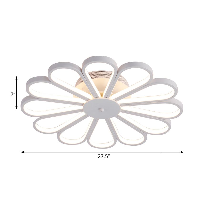 Fleur Fleurie Semi Flush Lighting Contemporain Acrylique Multi Lights LED blanc Semi Flush Plafond Lightture en blanc / clair léger chaud