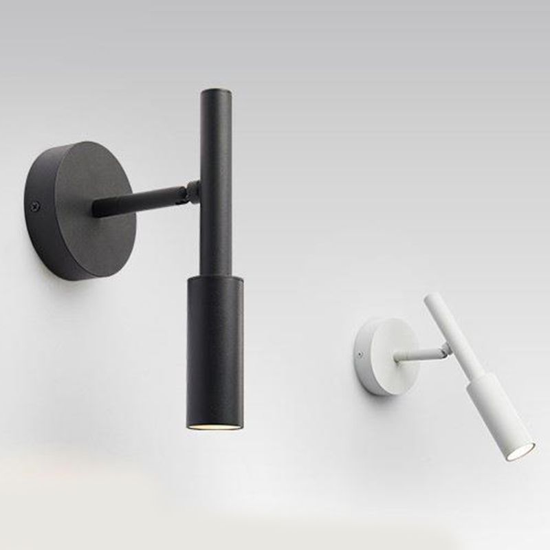 Single Modernism Style White/Black Wall Mounted Sconce Metallic Wall Light for Bedroom