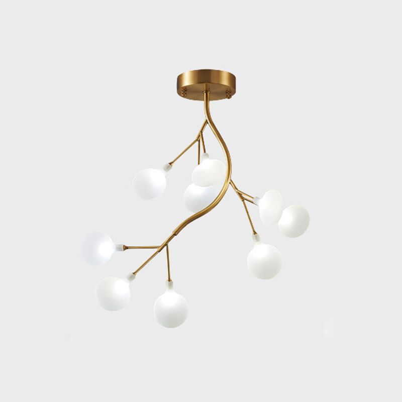 Metal Branch Flush Mount Light Simplicity Semi LED Flush Chandelier with Firefly Shade