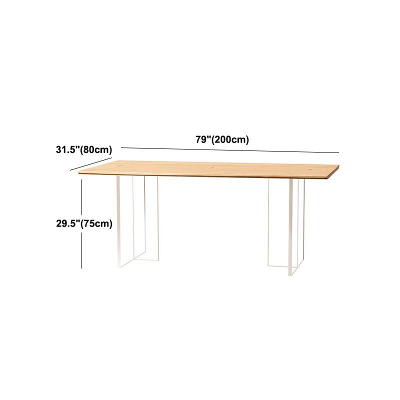 Rectangle Double Pedestal Table Modern Dining Fixed Table with Pine Solid Wood
