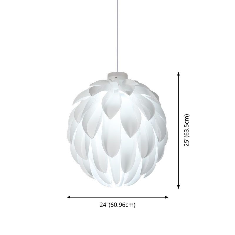 White Plastic Single Hanging Lamp in Modern Creative Style Wrought Iron Pinecone Pendant Light