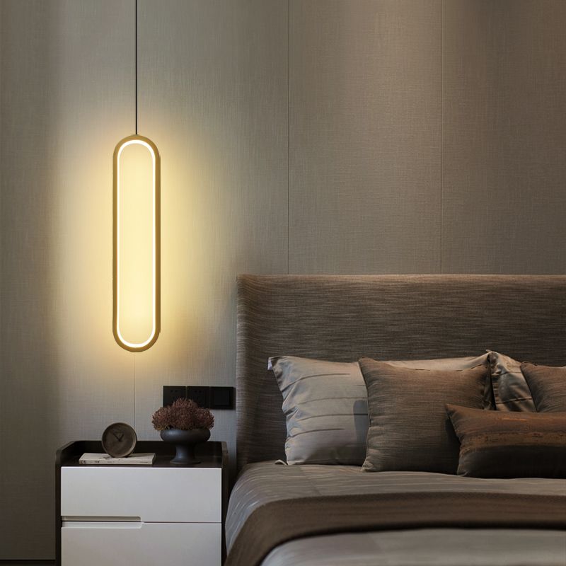 Simplicity Style Pendant Lighting Fixture Oblong LED Pendant Light Kit with Metal Shade