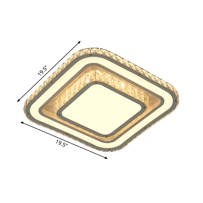 Minimalisme LED-inbouwlamp Chroom vierkante plafondverlichting met handgesneden kristallen kap