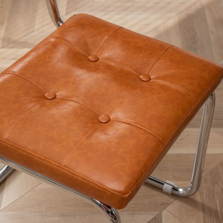 Industrial Style Side Chair Leather Open Back Indoor Dining Chair