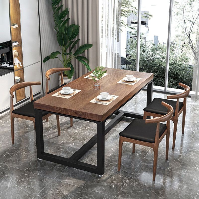 Industrial Pine Wood Top Dining Table Set 1/2/5 Pieces Dinette Set for Kitchen