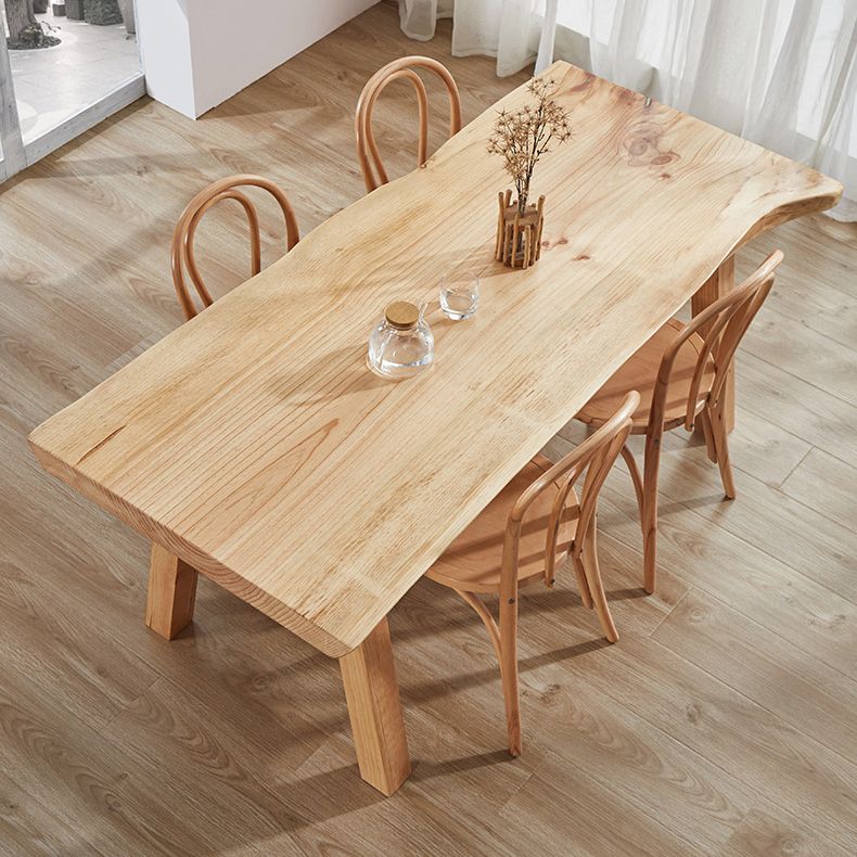 Solid Wood Rectangle Dining Table Modern Contemporary Pine Wood Table with 4 Legs