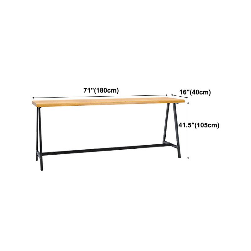 Dining Room Rectangle Wood Top Counter Table Metal Black Legs Industrial Bar Table