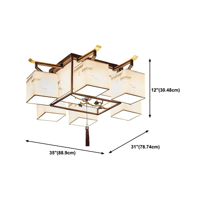 Traditional Style Ceiling Lamp Fabric Flush Mount Lighting for Living Room