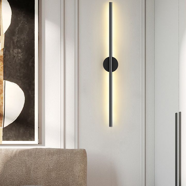 Modern Creative Linear LED Wall Light Wrought Iron Indoor Wall Lamp with Acrylic Shade