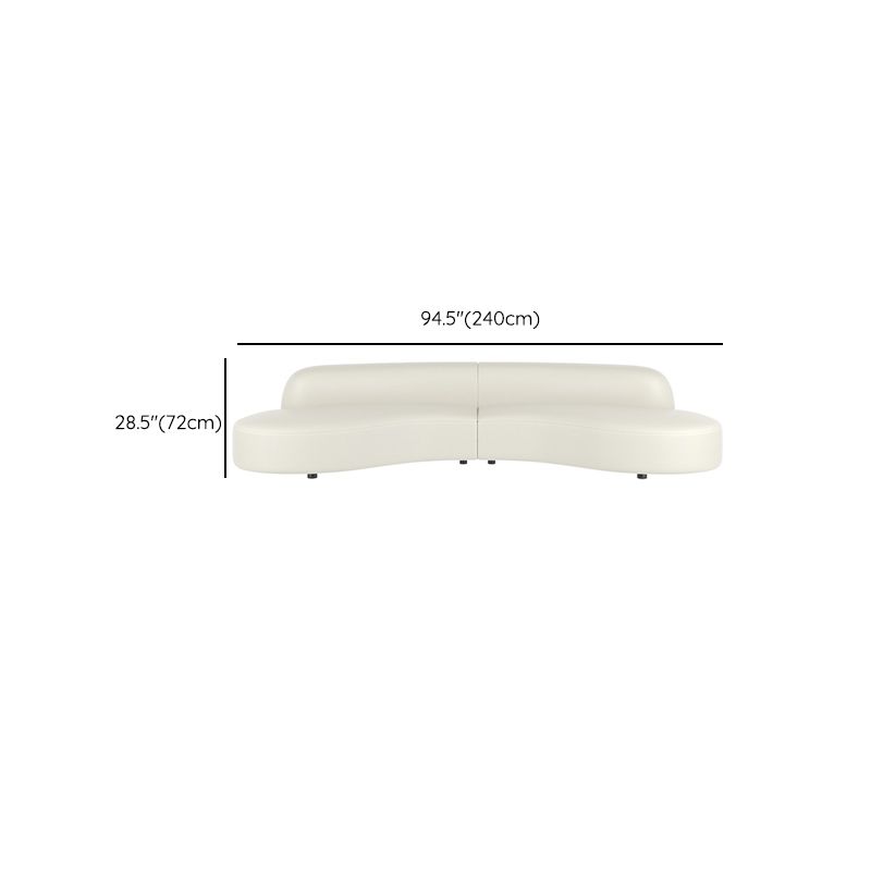 White Cushion Solid Wood Curved Corner Loveseat for Living Room