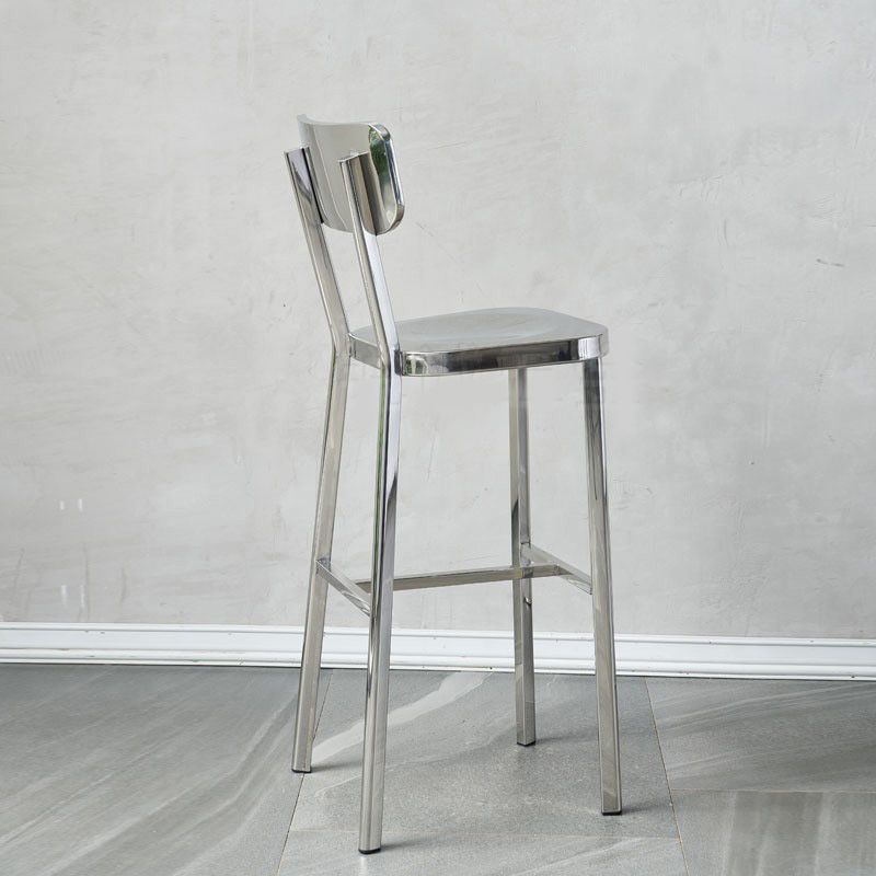 Industrial Style Counter Stool Silver Metal Barstool for Living Room