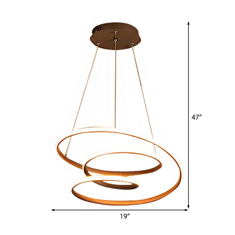 Spiraler Kronleuchter Minimalismus Acrylweiß/Kaffee -LED Hängende Decke Licht in warmem/natürlichen Licht