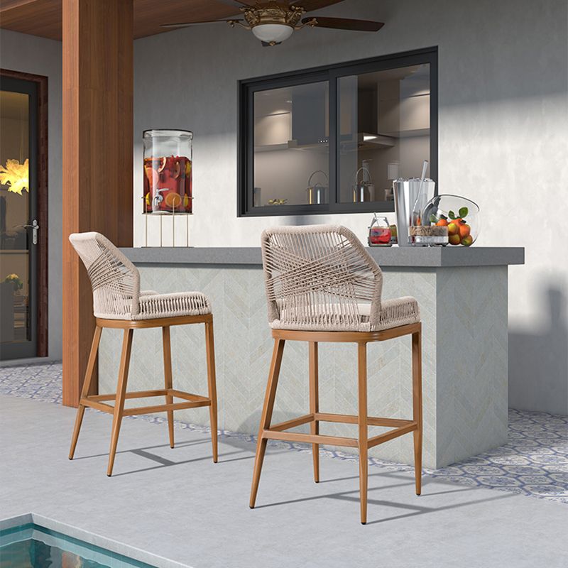 Tropical Patio Dining Side Chair Armless Rattan Outdoors Dining Chairs