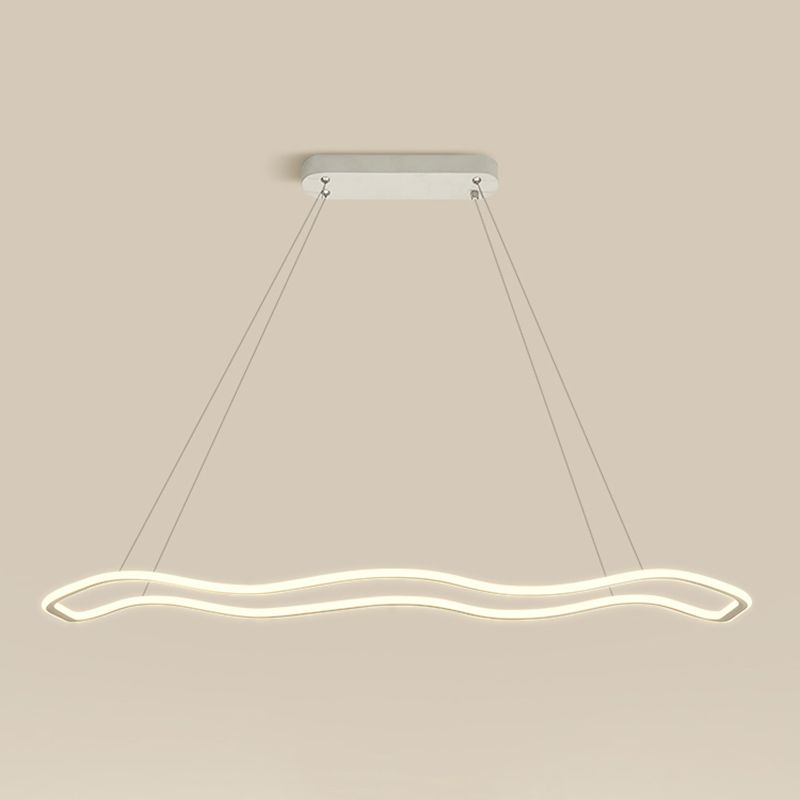 Metal Linear Island Lighting Modern Island Lighting 1 Light Pendant Lighting in White