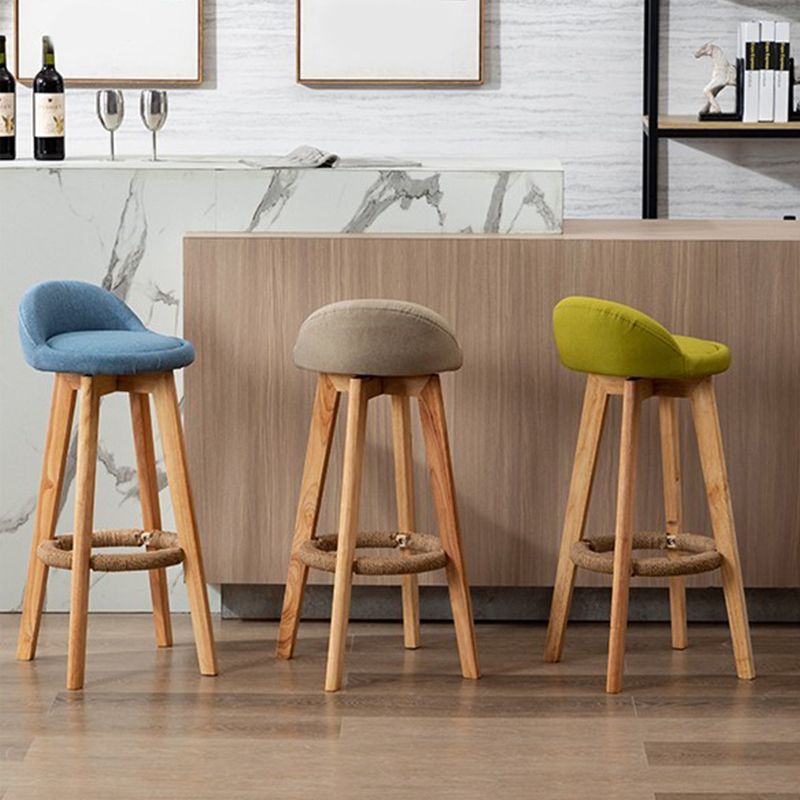 Rubberwood Solid Wood Bar Stool Indoor Upholstered Swivel Bar Stool