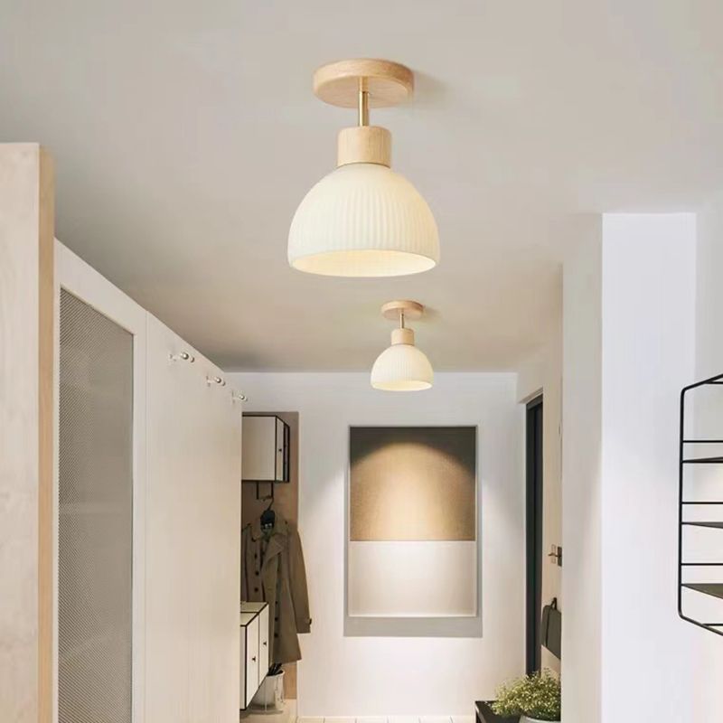 Nordic Ceiling Lamp Wooden Flush Mount Light Fixture for Bedroom