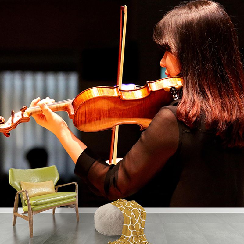 Violin Music Horizontal Photography Mural Decorative Eco-friendly for Sitting Room