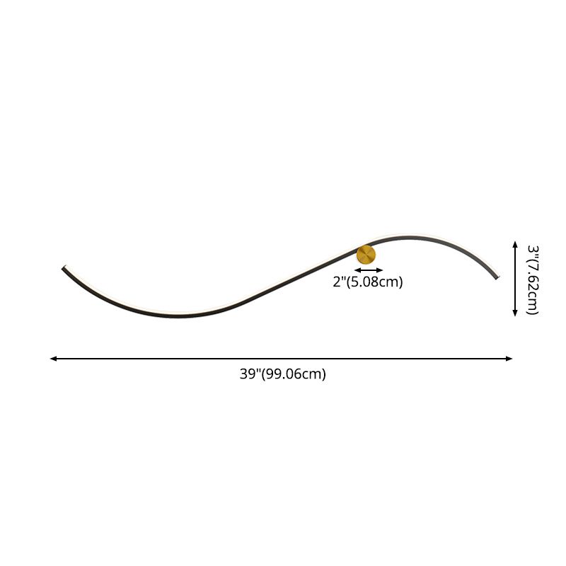 Modern LED Wall Mount Lighting Black Wave Wall Lighting Fixture with Metal Shade