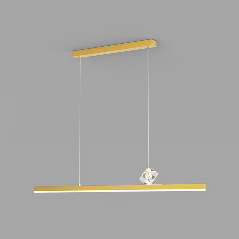 Gold LED Island Light Crystal Island Hanging Light with Acrylic Shade for Living Room