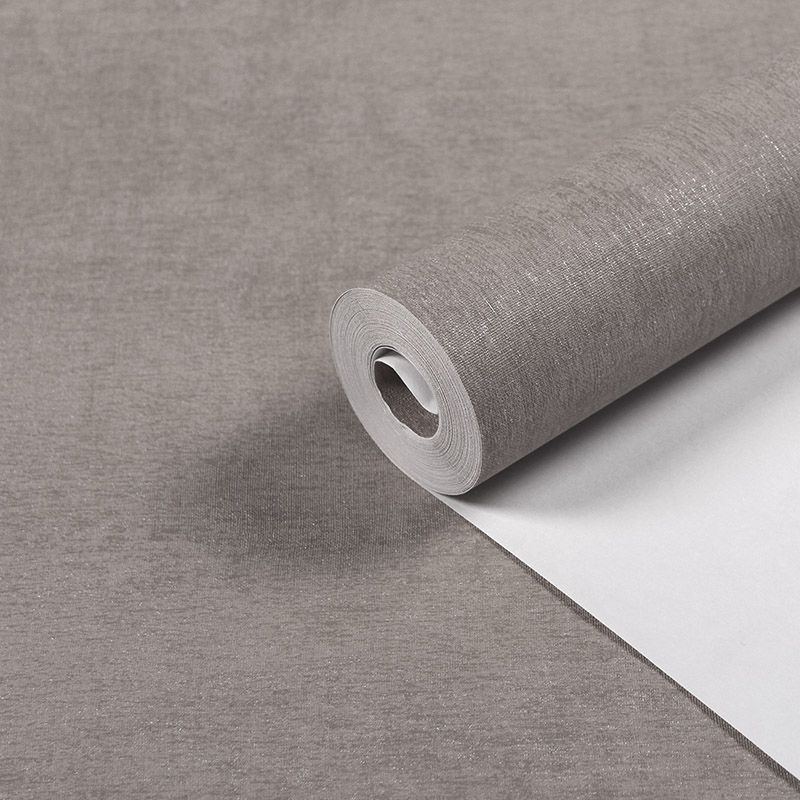 Gray-Khaki Solid Wallpaper Roll Moisture Resistant Wall Decoration for Living Room