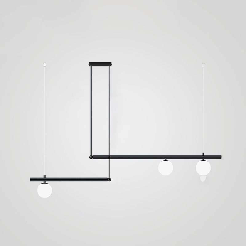 Globe Island Chandelier Lights Modern White Glass Pendant Lighting for Restaurant