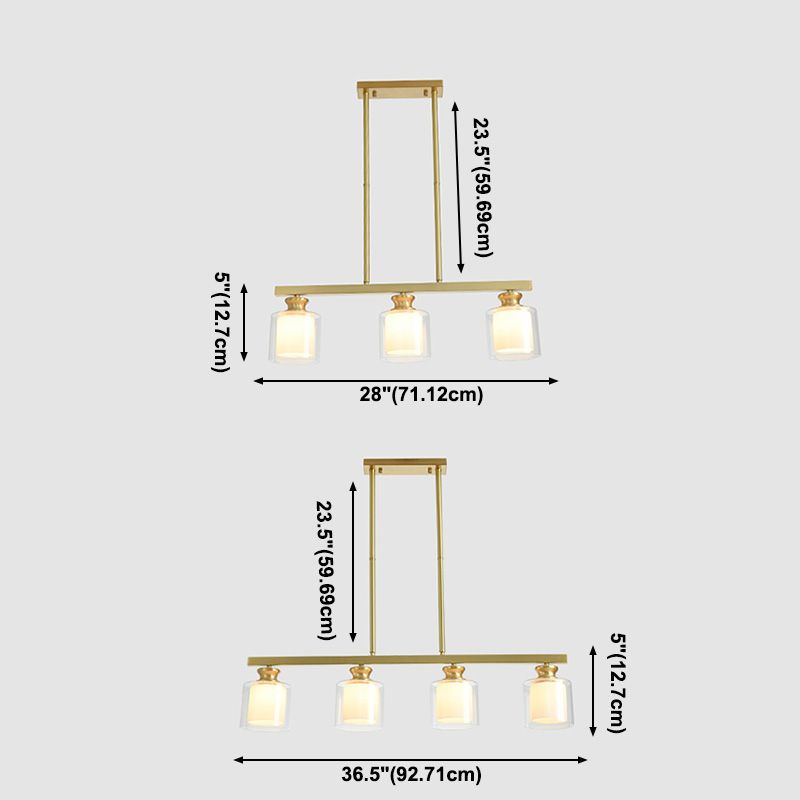 Minimalistisch cilinder eiland verlichtingsarmatuur glazen eetkamer eiland plafondlicht in goud