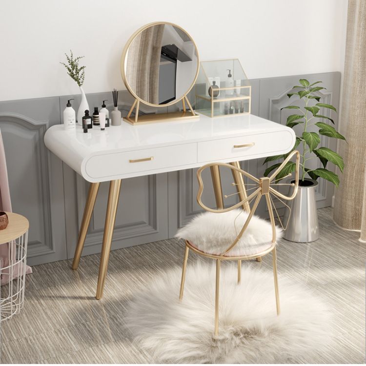 Glam Style 2-Drawers Wooden Table Dressing Table Make-up Vanity