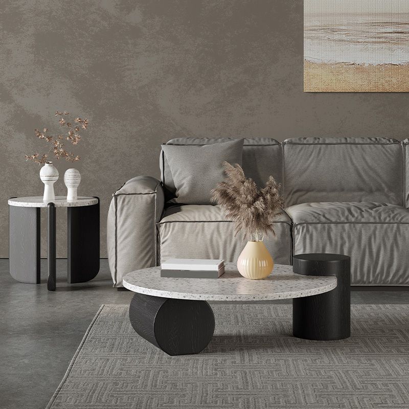 Modern Stone Coffee Table Round Abstract Coffee Cocktail Table