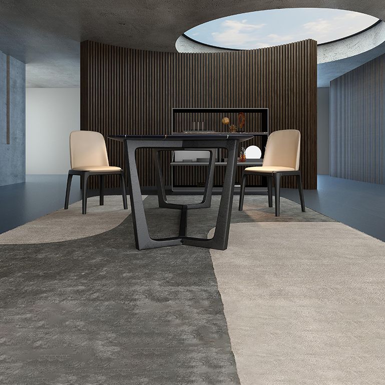 Industrial Black Table for Restaurant Rectangle Dining Table with Trestle Base